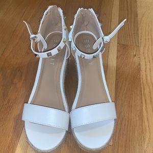 white studded sandals